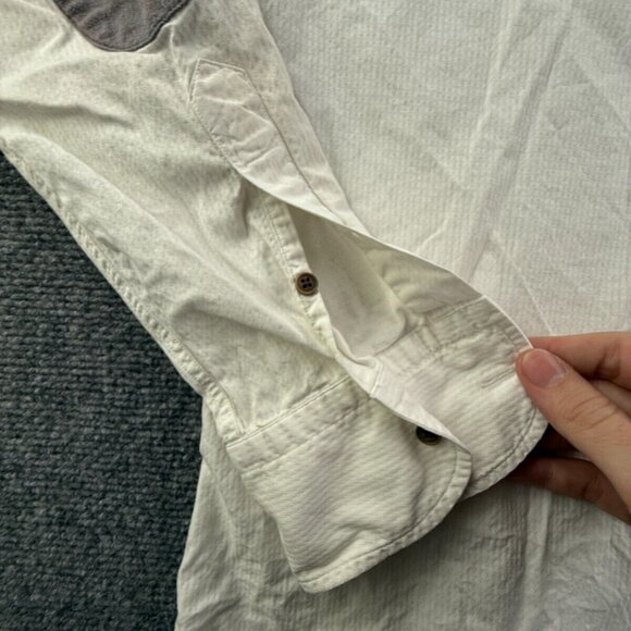 Massimo Dutti Men White Long Sleeve Elbow Patches Large Button Up Shirt Adult - Picture 10 of 12